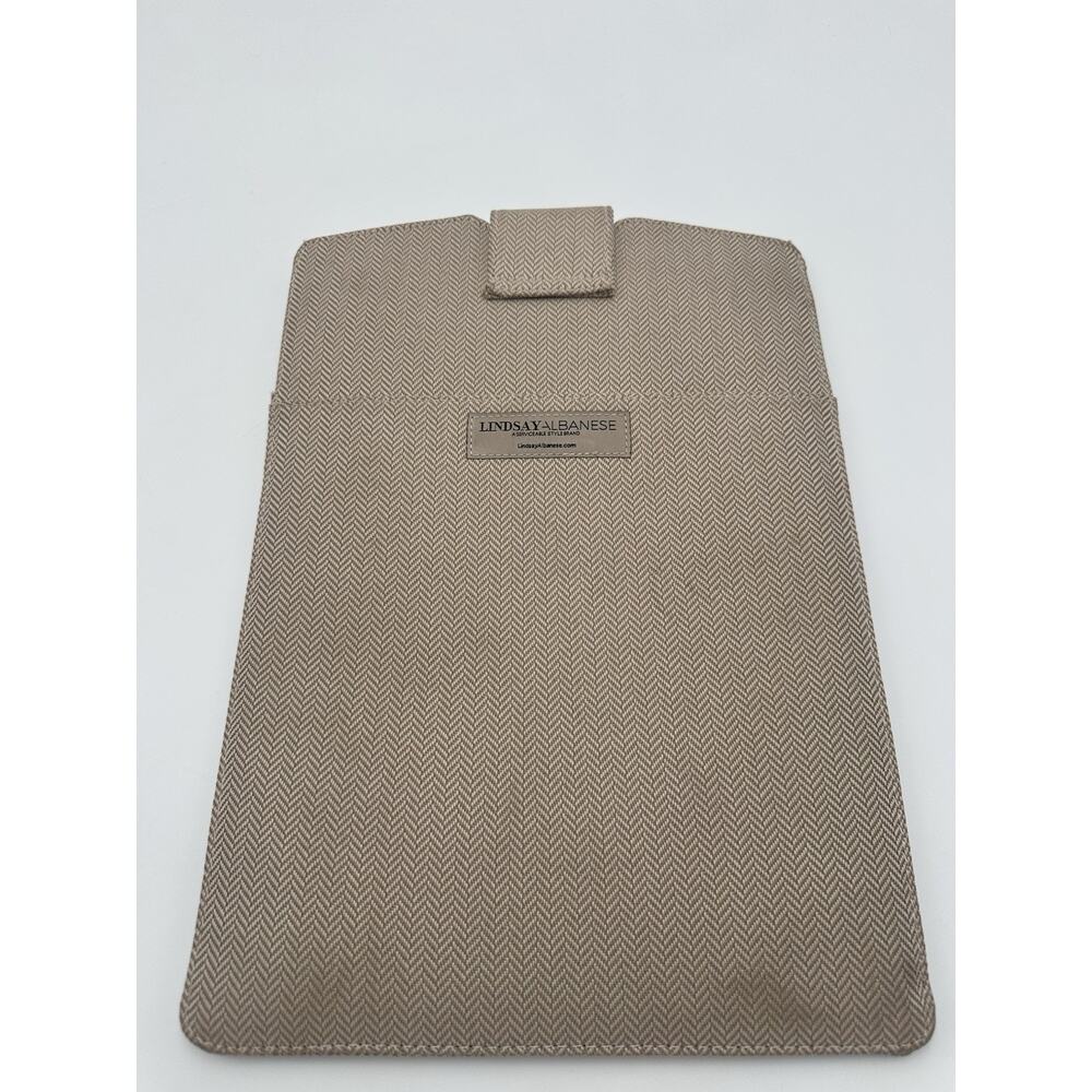 Lindsay Albanese Limited Edition Daily Laptop Clutch Beige Chevron Tablet Chrome